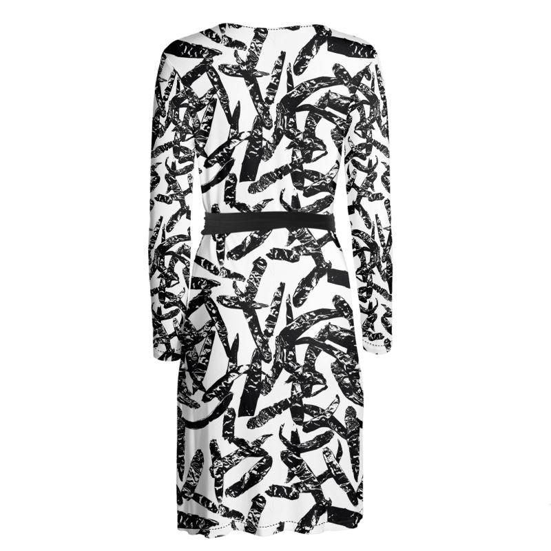 Saumitra Wrap Dress Spice Market Chili Pepper B/W