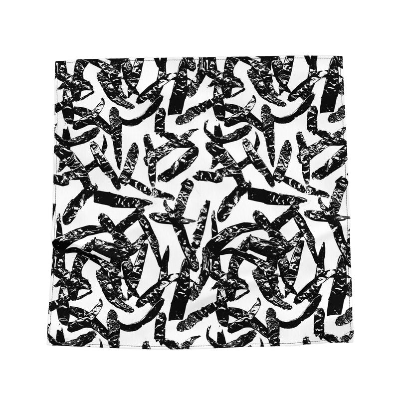 Saumitra Silk Satin Scarf Spice Market Chili Pepper B/W