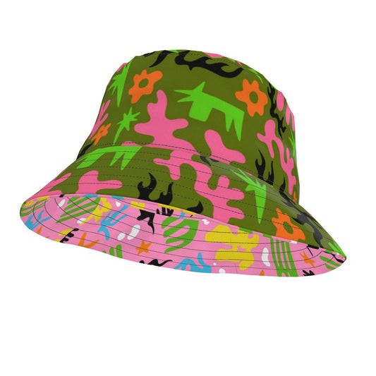 Kris Meenan "Swamp Thing/ Microscopic" reversable bucket hat